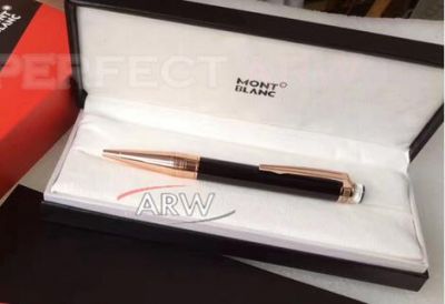 Perfect Replica Montblanc Rose Gold Clip Black And Rose Gold Ballpoint Special Edition Gift Pen